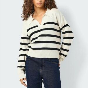 NWT Calvin Klein Striped Brown and Cream Women's loose Sweater size medium
